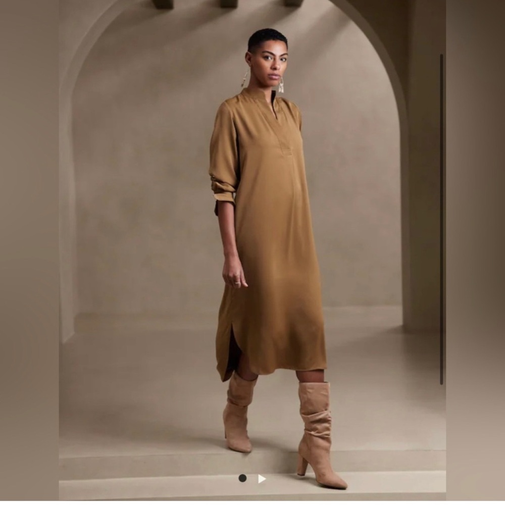 Banana Republic MANDARIN-COLLAR MIDI SHIRTDRESS-BRAND NEW